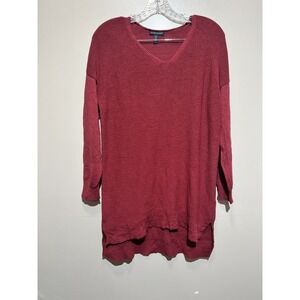 Eileen Fisher 100% Laine Wool Knit Tunic Sweater Size Large V-Neck Long‎ Sleeve
